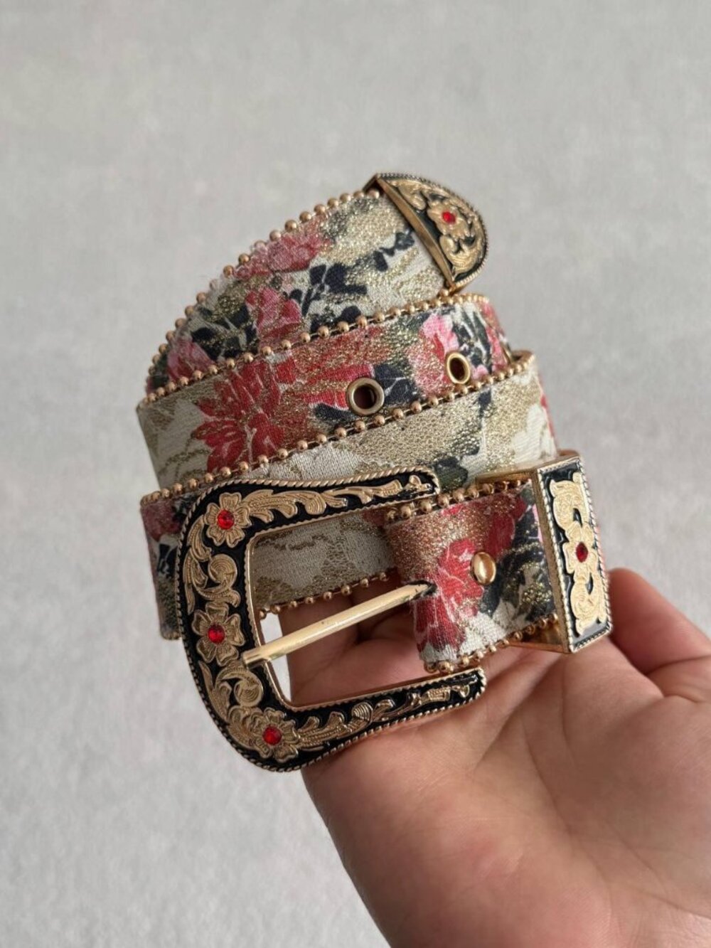Floral Brocade Ornate Western Statement Belt